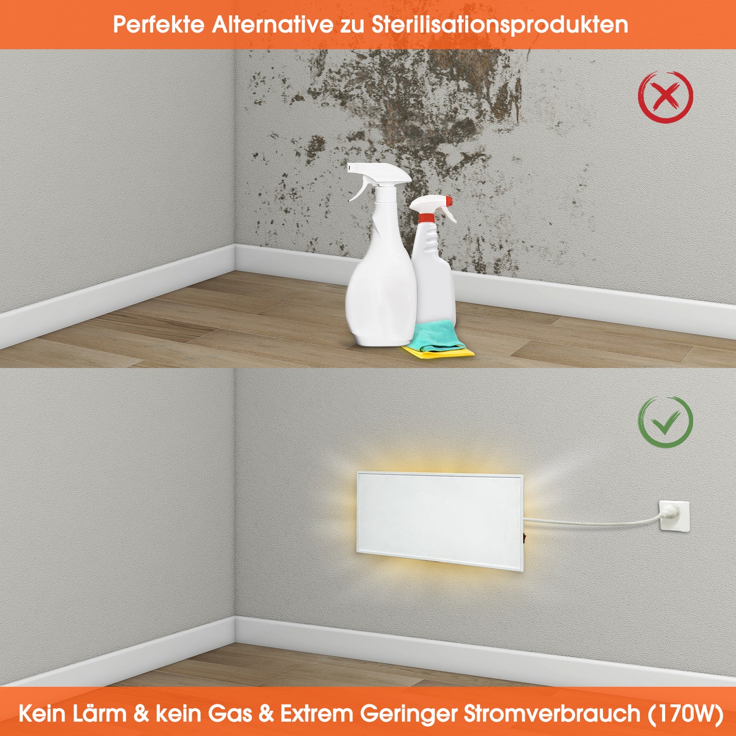 Anti-Schimmel Infrarot Wandheizung mit Standfuß