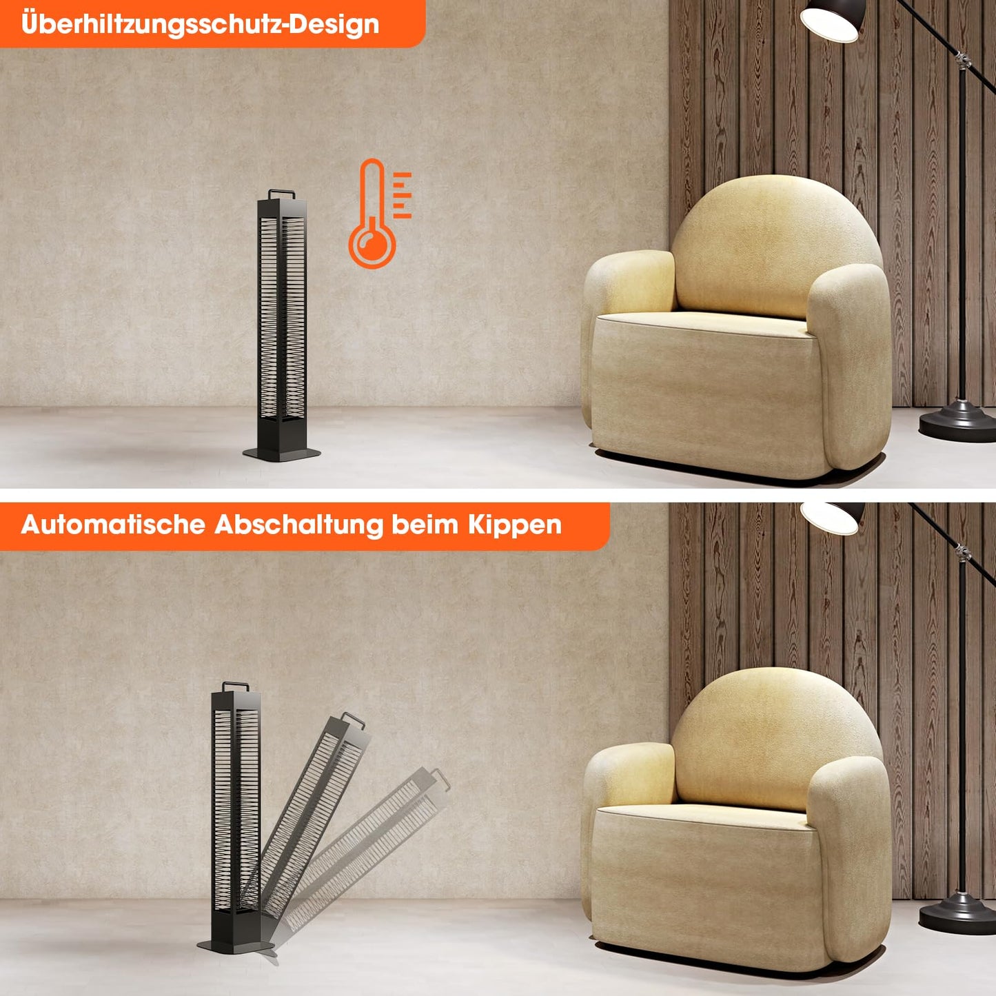 Infrarot Standheizstrahler 1400W – Mobiler Terrassenheizer – IP24
